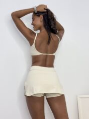 Conjunto Power Top Costa Nua + Short Saia - Nude