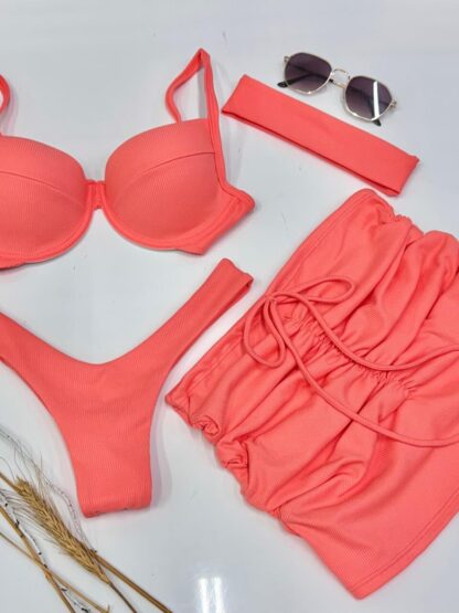 Conjunto Biquíni Feminino Meia Taça Ibiza Salmão