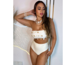 Conjunto Biquíni Tomara Que Caia Calcinha Hot Pant Tricot Ísis Off-White - Imagem 5