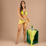 Biquíni Cortininha e Calcinha Fita GOL Cor Amarelo e Verde